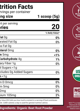 Force Factor Total Beets Organic Beetroot Powder, USDA Certified | Superfood to Boost Daily Nutrition, Vegan, Gluten-Free, and Non-GMO Beet Supplement, Unflavored, 180 Servings, 2-Pack