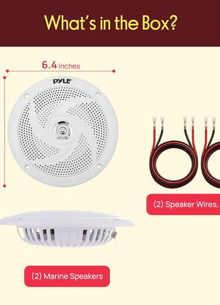 Pyle Marine Speakers - 5.25 Inch 2 Way Waterproof and Weather Resistant Outdoor Audio Stereo Sound System with 180 Watt Power and Low Profile Slim Style - 1 Pair - PLMRS5W (White)