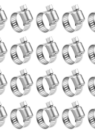 LOKMAN 20 Pack Stainless Steel Hose Clamp Adjustable 3/8'' - 5/8'' (10-16mm) Worm Gear Hose Clamp, Metal Fuel Line Pipe Clamp for Plumbing, Automotive And Mechanical Application