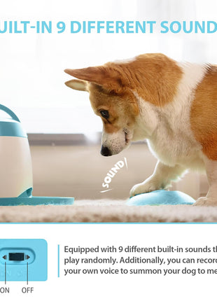PETGEEK Automatic Dog Treat Dispenser, Puzzle Memory Training Activity Toy- IQ Training Dog Button Feeder, Remote Button Treat Dispenser for Dogs (Upgrade Blue)