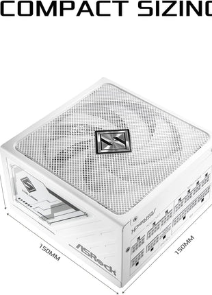 ASRock Steel Legend SL-1000GW 1000W 80 Plus Gold & Cybenetics Platinum Full Modular Power Supply ATX3.1 PCIe5.1 Ready with Dual Color 12V-2x6 Cable 10 Years Warranty White Edition Japanese Capacitor