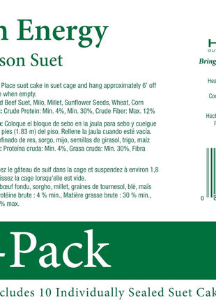 Heath Outdoor Products birds DD4-10 All Season High Energy Suet Cake, Case Of 10