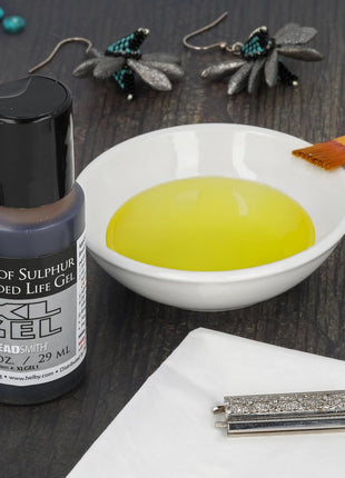 The Beadsmith XL Gel, Liver of Sulfur Extended Life Gel, 1 Fluid Ounce (29ml) Bottle, Apply a Patina Finish to Silver, Copper, and Other Metal for Oxidized Look on Art and Jewelry Projects