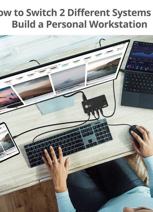 SIIG 2 Port USB-C KVM Switch - 2 Computers to 1 Monitor - 2X USB-A + 2X USB-C - Single 4K 60Hz HDMI, USB-C Bus Powered, Button Control, Thunderbolt 3 Compatible (CE-KV0B11-S1)