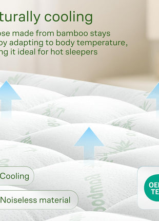 Ultra Soft Queen Size Mattress Topper   Viscose Made from Bamboo Pillow Top Mattress Pad for Back Pain Relief   Naturally Cooling for Hot Sleepers, Green