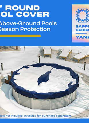 Winter Pool Cover 24 ft Round for Above Ground | Extra Thick & Durable Above-Ground Pool Cover | Sapphire Series of Premium Cold- and UV-Resistant Pool Cover | by Yankee Pool Pillow