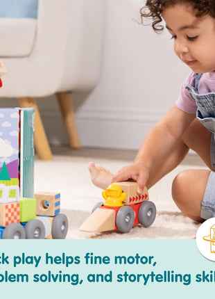 Melissa & Doug BlockablesTM Vehicles Snap and Play, Mix and Match Connectable Wooden Building Blocks Play Set Toy for Preschool Boys and Girls (54 Pcs)