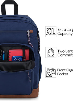 JanSport Cool Backpack, with 15-inch Laptop Sleeve - Large Computer Bag Rucksack with 2 Compartments, Ergonomic Straps, Grey Letterman