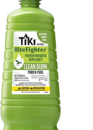 TIKI Clean Burn Mosquito Repellent Torch Fuel – 1/2 Gallon (64 oz.), Smokeless & Low-Soot Citronella, Mosquito Repellent, Plant-Based Formula for Outdoor, Patio, Garden & Backyard Torches