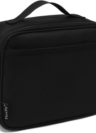 FlowFly Kids Lunch box Insulated Soft Bag Mini Cooler Back to School Thermal Meal Tote Kit for Girls, Boys, Black