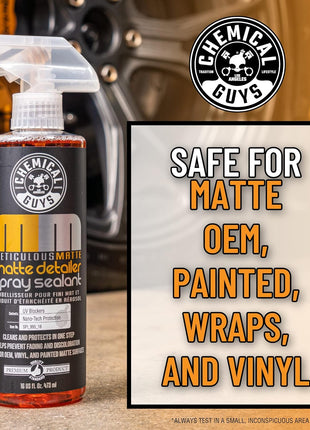 Chemical Guys Meticulous Matte Finish Detailer and Spray Sealant – Quick Detailer Spray for Satin and Matte Surfaces – Safe for Vinyl Wraps on Cars, Trucks & SUVs, 16 oz