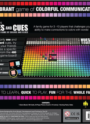 HUES and CUES - Vibrant Color Guessing Board Game for 3-10 Players Ages 8+, Connect Clues and Guess from 480 Color Squares