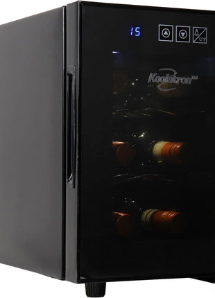 Koolatron 6 Bottle Wine Fridge – Freestanding Wine Cooler with Glass Door, 0.6 cu ft (16 L) Beverage Can Refrigerator, Digital Temperature Control, Ideal for Red, White & Sparkling Wine, Champagne