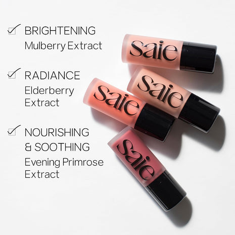 Saie Cheek Flush Duo - Dew Liquid Blush (.40 oz, Chilly), SuperSuede Baked Powder Blush (.01 oz, Grazie) - Layerable, Skin-Nourishing Blushes for a Seamless Radiant Finish