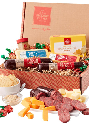 Hickory Farms Farmhouse Meat & Cheese Food Gift Basket (Small) - Box Set | Charcuterie Board Food | Summer Sausage | Father's Day | Mother's Day | Easter | Christmas | Holiday | Housewarming | Gourmet | Sympathy | Care Package
