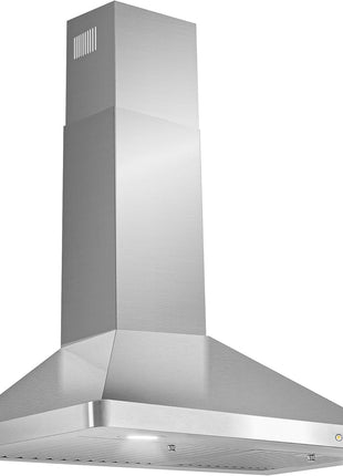 30 in. Vista Coll 380 CFM Ducted Wall Mount Range Hood LED, Stainless Steel | Cosmo COS-63175 Push Button Controls, 3 Fan Speeds, Permanent Dishwasher-Safe Baffle Filters, Backdraft Damper