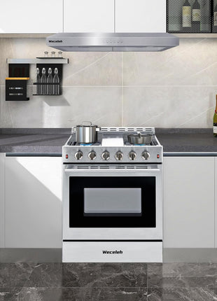 30 inch Gas Range Oven Gas Range Stove Convection Oven Stainless Steel Freestanding 5.56 cu.ft.4 Burners 42000BTU Large 3 Layers Tempered Glass Door Heavy Duty