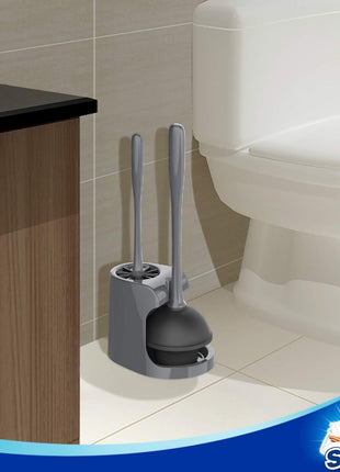MR.SIGA Toilet Plunger and Bowl Brush Combo for Bathroom Cleaning, Gray, 2 Sets