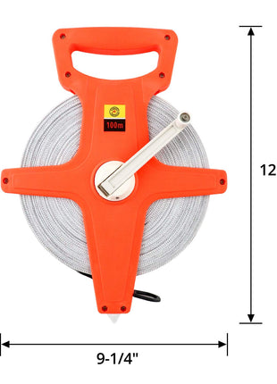 QWORK Tape Measure, 1/2" x 330' Open Reel Dual Sided Fiberglass Tape Measure for Engineer, Yard and Field, Measuring Tape