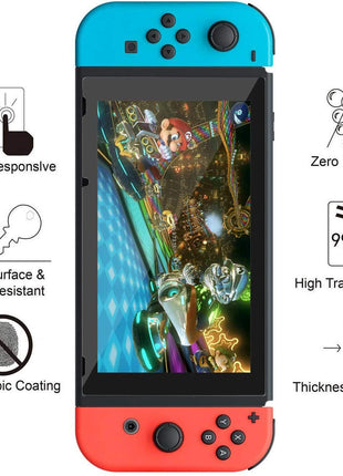 daydayup Switch Case and Tempered Glass Screen Protector Compatible with Nintendo Switch - Deluxe Hard Shell Travel Carrying Case, Pouch for Nintendo Switch Console & Accessories, Streak Red