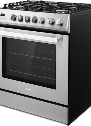 COSMO COS-305AGC 30 in. 5.0 cu. ft. Freestanding Single Oven Gas Range with 5 Burner Cooktop and Heavy Duty Cast Iron Grates in Stainless Steel