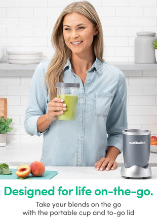 nutribullet Personal Blender, Shakes, Smoothies, Food Prep, and Frozen Blending, 24 Ounces, 600 Watt, Gray, NBR 0601WM