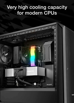 be quiet! Pure Rock 3 Black CPU Air Cooler | 4 High Performance 6mm Heat Pipes with HDT Technology | 120mm PWM Fan | AMD:AM4 AM5/Intel LGA 1700/1150/1151/1200 | Black | BK039