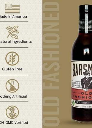 Barsmith Old Fashioned Mix - Classic Whiskey Drink Mixer w/Sweetness, Cherry, Citrus & Bitters - Premium Non-GMO Drink Mixer - Perfect for Bourbon Cocktails & Home Bars - 12.7 oz Bottle (Pack of 1)