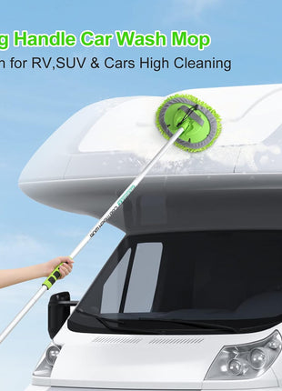 Wontolf 62'' Car Wash Brush with Long Handle Chenille Microfiber Car Wash Mop Mitt Kit Car Detailing Brush Cleaning Kit Window Squeegee Car Duster Drying Towels Tire Brush for Cars RV Truck Boat