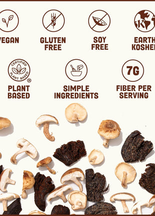 Pan's Mushroom Jerky, Organic, Vegan Snacks, Mushrooms Shitake, Meatless Jerky, Gluten Free, High in Fiber, Variety pack of Original, Zesty Thai, Salt & Pepper, BBQ (2.2 Ounce, Pack of 4)