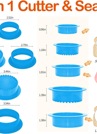 HiYZ Sandwich Cutter and Sealer, 5 PCS Sandwich Cutter for Kids, Decruster Sandwich Maker, Sandwich Press Crimper DIY Jelly Crustless Sandwich Bread Pie Cookie Cutter for Children Boys Girls