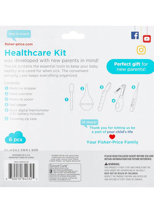 Smart Care Fisher-Price 6-Piece Baby Healthcare Kit, Newborn Essentials, Baby Gift Set, Includes Medicine Dispensers, Aspirator, Baby Nail Clippers, Baby Thermometer