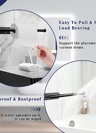 Paper Towel Holder, Self Adhesive or Drilling Paper Towel Holder Under Cabinet, Stainless Steel Black Paper Towel Holders Wall Mount for Kitchen, Bathroom, Sink, Pantry, Fridge