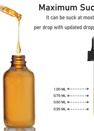 Bumobum Dropper Bottle 2 oz, 2 pack Amber Glass Eye Dropper Bottles with Labels and Funnel, Tincture Bottle with Measured Dropper - Leakproof Essential Oils Bottles for Health, Personal Care & Beauty