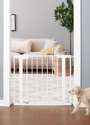Safety 1st Easy Install Walk Thru Baby Gate for Doorway With Door, Dog Gates, Fits 29"-38", Easy Install 28" Tall, White