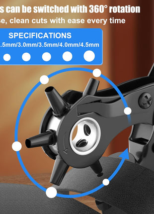 Diyife Professional Leather Hole Puncher, Full Set Punch Tool Kits for Belt, Watch Band, Shoe, Crafting, Handbag Straps, Fabric, with Extra Punch Plates and Ruler, Multi Hole Sizes Make - Blue
