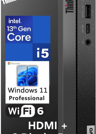 Lenovo ThinkCentre neo 50q Gen 5 Mini Desktop PC, Intel Core i5-13420H 8-Core, 8GB DDR5 RAM, 512GB SSD, WiFi 6E, Bluetooth 5.3, Dual Display, USB-C, Windows 11 Pro - Business Office Remote Work
