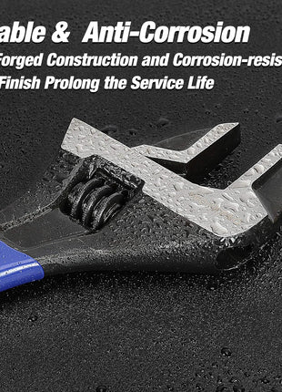 WORKPRO 2-Piece Adjustable Wrench Set, 6-Inch & 10-Inch Wide Jaw Black Oxide Wrench, Cr-V Steel, Metric & SAE Scales, Max Jaw Opening 15/16 inch & 1-5/16 inch, for Home Repairs, Plumbing, Garage Work