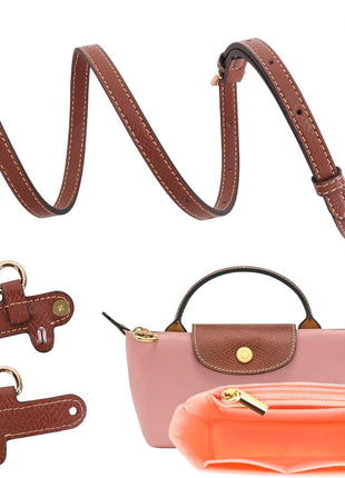 2Sets Shoulder Strap for Longchamp Bag Women, Purse Organizer, No-Punch Length Adjustable Leather Replacement Strap