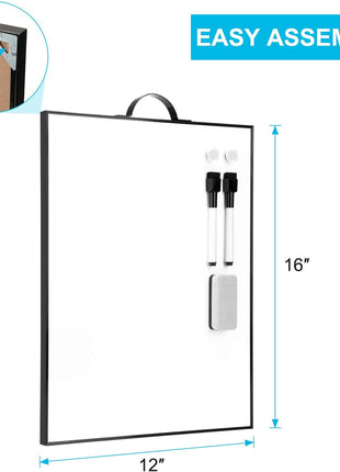 TSJ OFFICE Small White Board - 16 inch X 12 inch Portable Black Aluminum Framed Whiteboard, Magnetic Dry Erase Board with a Handle, to Do List Notepad for Office, Home, School