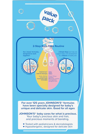 Johnson's First Touch Baby Gift Set, Baby Bath, Skin & Hair Essential Products, Kit for New Parents with Wash & Shampoo, Lotion, & Diaper Rash Cream, Hypoallergenic & Paraben-Free, 4 items