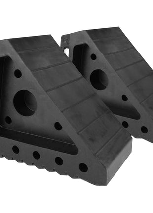 MaxxHaul Solid Rubber Wheel Chock 2-Pack | 8" x 4" x 6" Heavy-Duty Tire Stop | Non-Slip Traction Pads | Built-in Handle | All-Weather Vehicle Safety Block | Black | (70472)