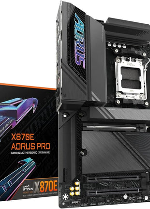 GIGABYTE X870E AORUS PRO AMD AM5 LGA 1718 Motherboard, ATX, DDR5, 4X M.2, PCIe 5.0, USB4, WIFI7, 2.5GbE LAN, EZ-Latch, 5-Year Warranty