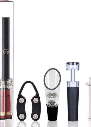 Air Pressure Pump Bottle Opener With Foil Cutter,Aerator Pourer,Vacuum Stopper(4PCS),Simple Cork Remover,Efficient Corkscrew Bottle Opener,Great For Wine Lovers,Perfect Wine Gift.