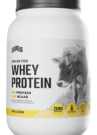 Levels Whey Protein Powder, No Artificial Ingredients, Vanilla Bean, 2LB | 24G of Protein, 5.4G BCAAs, Clean Ingredients, Hormone Free Dairy, No Fillers, No Added Sugar, No Junk