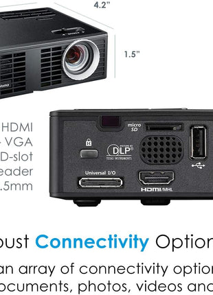 Optoma ML750 WXGA 700 Lumen 3D Ready Portable DLP LED Projector with MHL Enabled HDMI Port, White