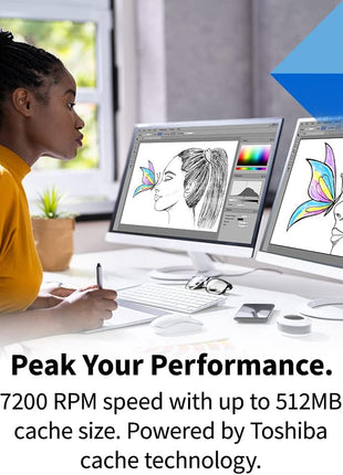 Toshiba X300 PRO 20TB High Workload Performance for Creative Professionals 3.5-Inch Internal Hard Drive – Up to 300 TB/Year Workload Rate CMR SATA 6 Gb/s 7200 RPM 512 MB Cache - HDWR62AXZSTB