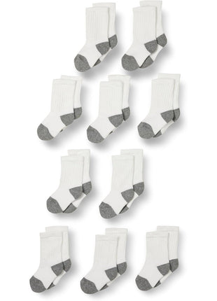 Amazon Essentials Unisex Kids and Toddlers' Cotton Cushioned Crew Socks, 10 Pairs