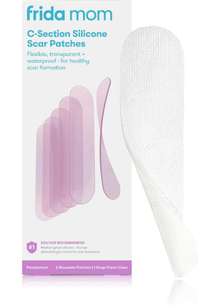 Frida Mom C-Section Silicone Strips, C-Section Recovery Must Have Scar Patches, Reusable Medical Grade Treatment for Keloid Scars, Includes Case & Pouch