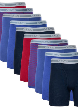 Gildan Men's Underwear Boxer Briefs, Multipack, Mixed Blue/Grey (5-Pack), Large